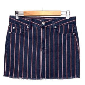 American Eagle stripe high rise denim mini skirt